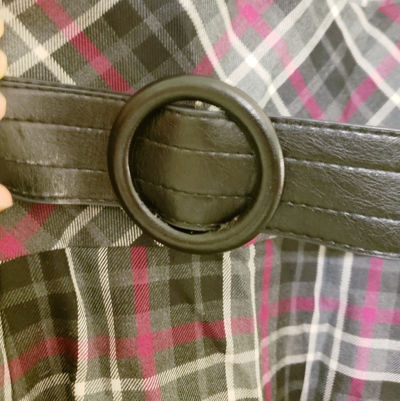 Plus Size Plaid Dress with Belt - Picture 2 of 2